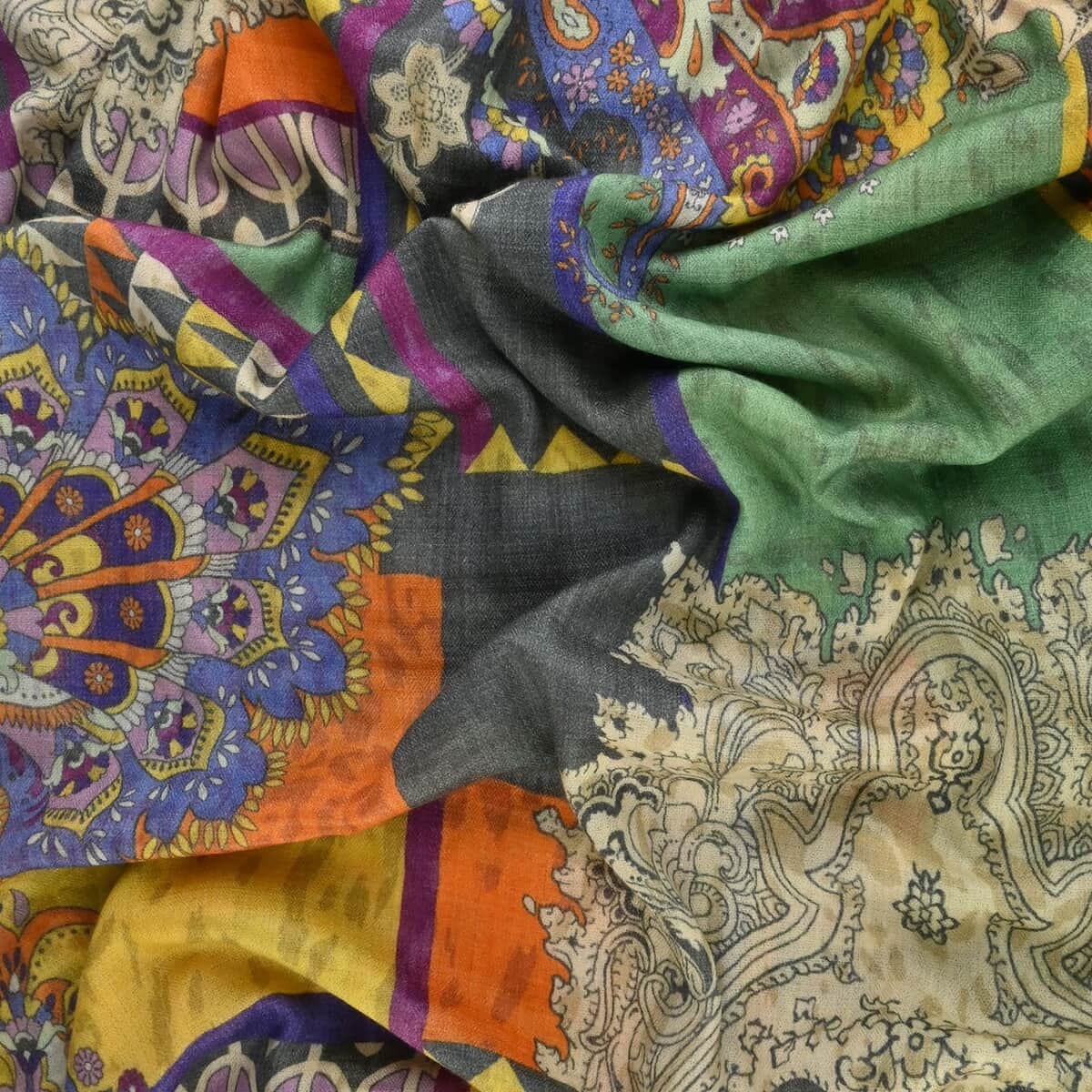 Tamsy Multi Color Floral Printed Cashmere Wool Scarf image number 2