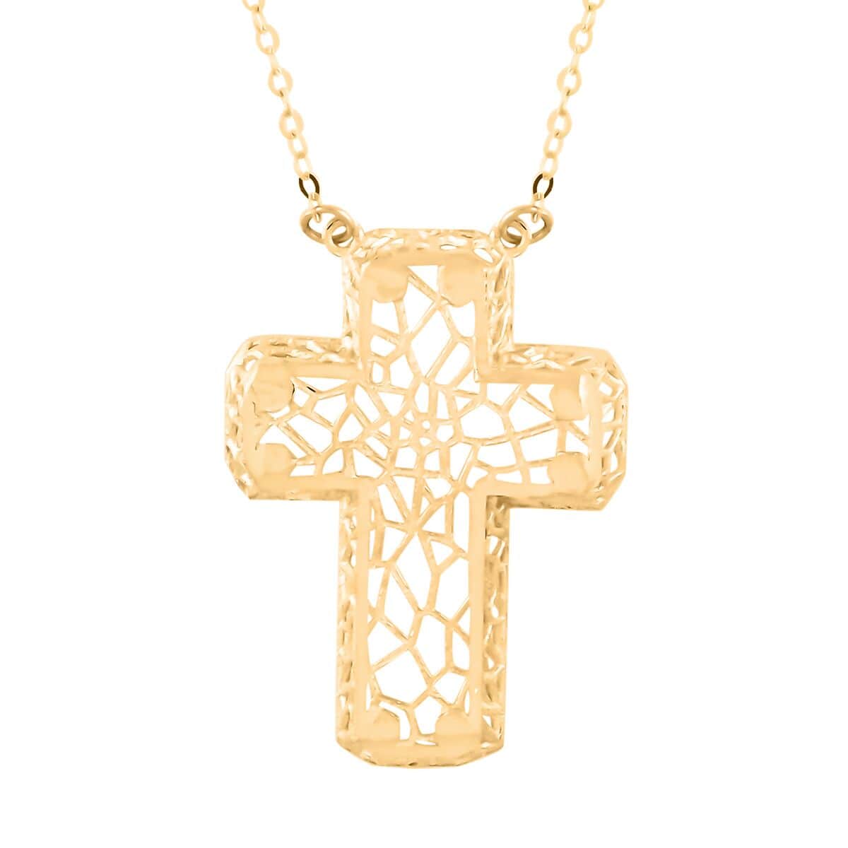 Maestro Gold Collection Italian 10K Yellow Gold Filigree Cross Necklace 18-20 Inches 1.40 Grams image number 0