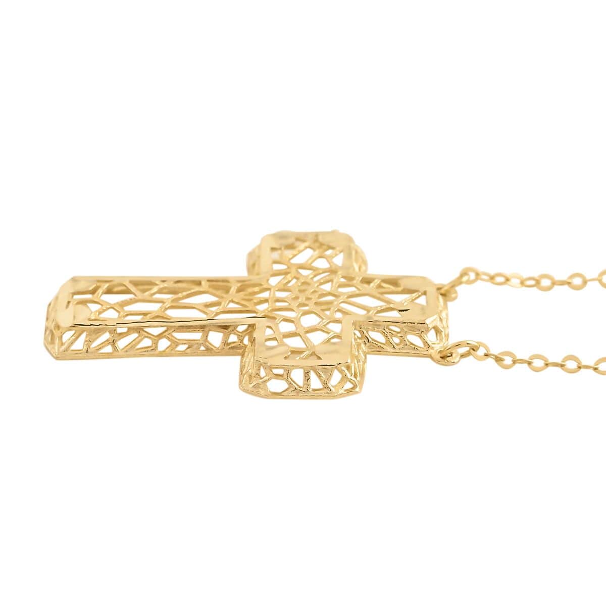 Maestro Gold Collection Italian 10K Yellow Gold Filigree Cross Necklace 18-20 Inches 1.40 Grams image number 4