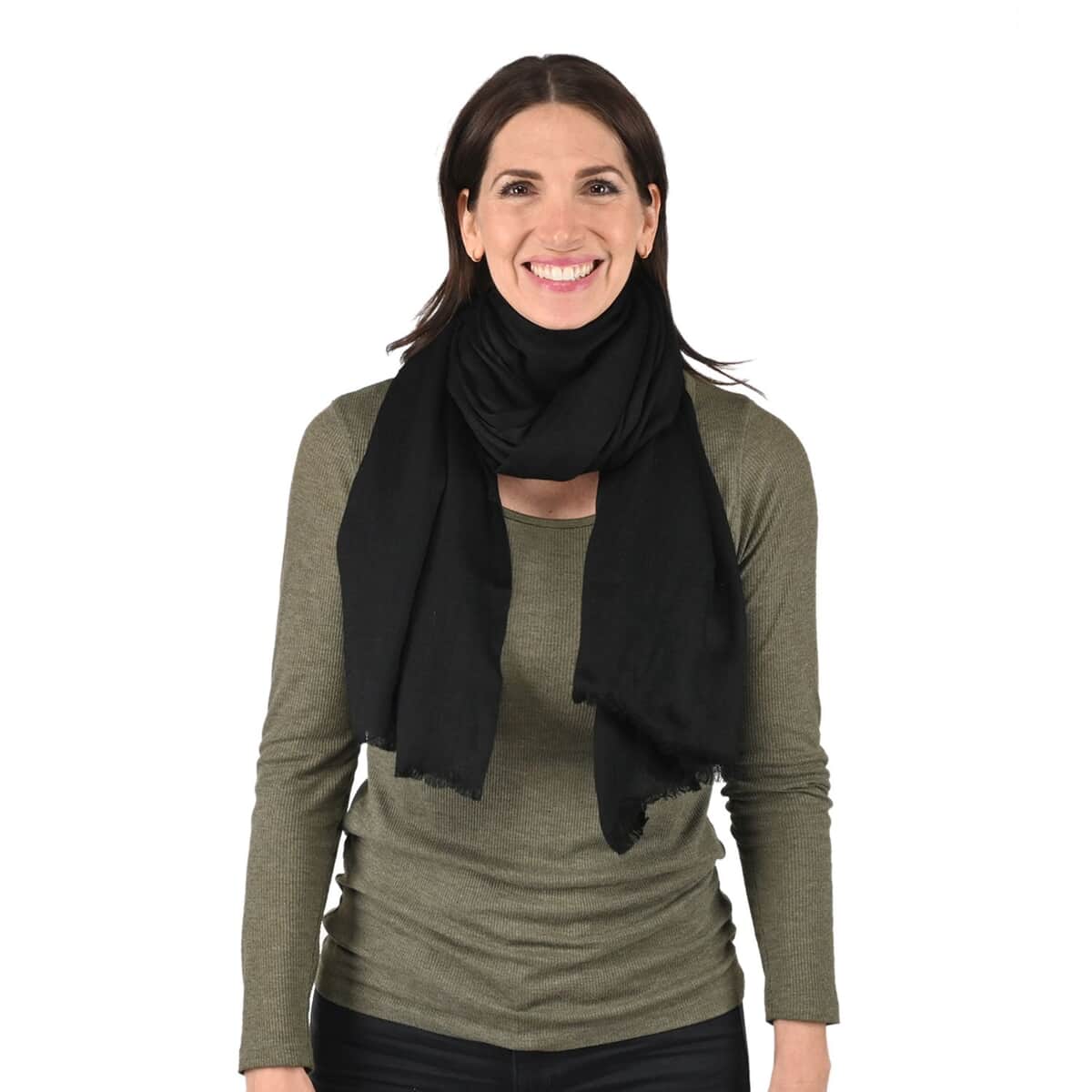 Tamsy Black Cashmere Wool Scarf image number 1