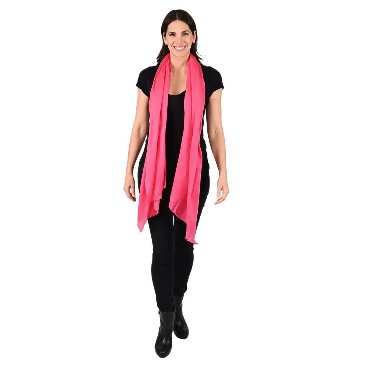 Tamsy Pink Cashmere Wool Scarf image number 0