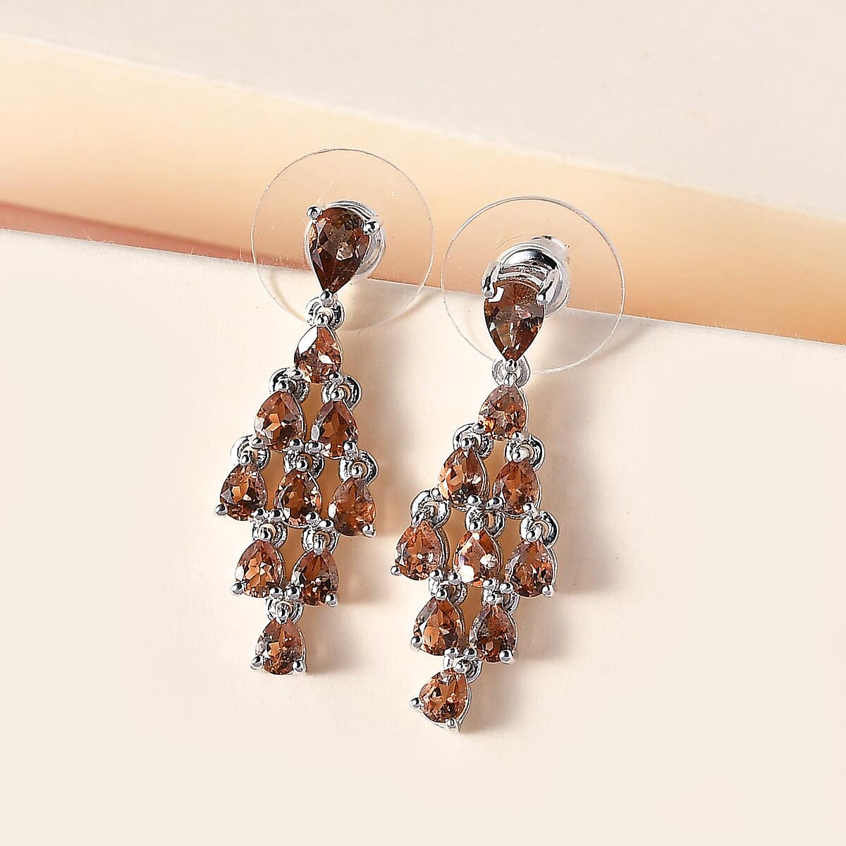 Jenipapo Andalusite Chandelier Earrings in Platinum Over Sterling Silver 3.80 ctw image number 1