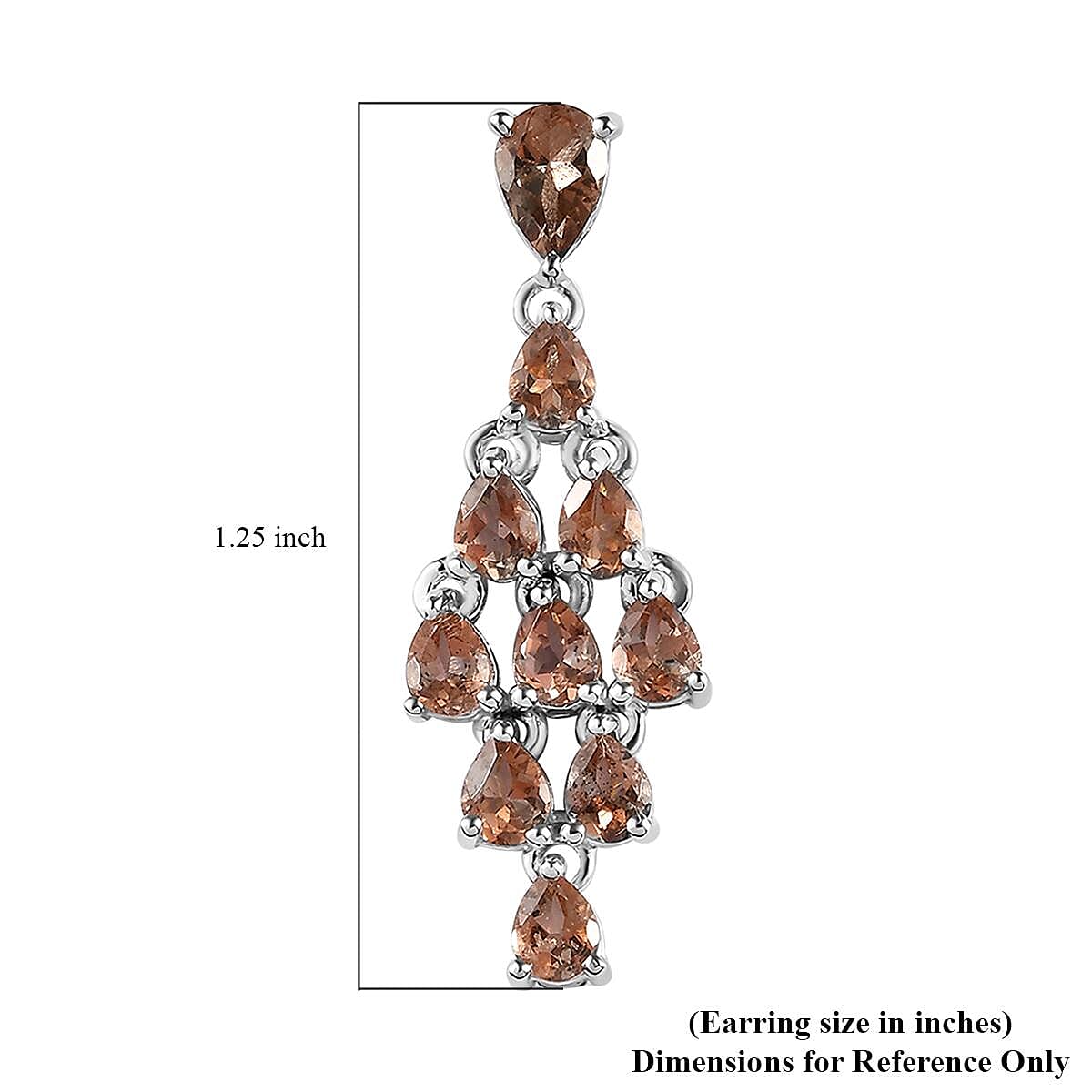 Jenipapo Andalusite Chandelier Earrings in Platinum Over Sterling Silver 3.80 ctw image number 4