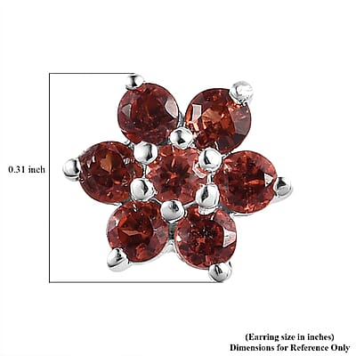Mozambique Garnet Floral Stud Earrings in Sterling Silver 0.85 ctw