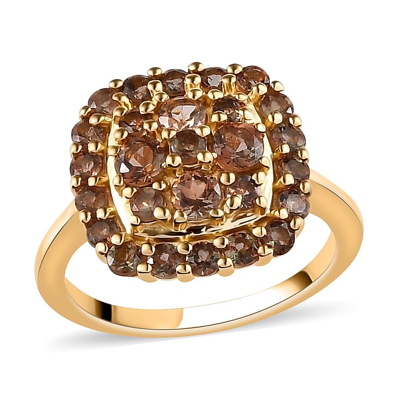 Jenipapo Andalusite Cluster Ring in Vermeil Yellow Gold Over Sterling Silver (Size 10.0) 1.40 ctw
