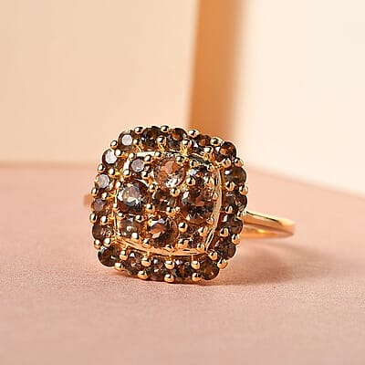 Jenipapo Andalusite Cluster Ring in Vermeil Yellow Gold Over Sterling Silver (Size 10.0) 1.40 ctw