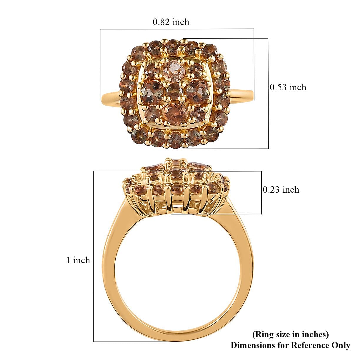 Jenipapo Andalusite Cluster Ring in Vermeil Yellow Gold Over Sterling Silver (Size 10.0) 1.40 ctw