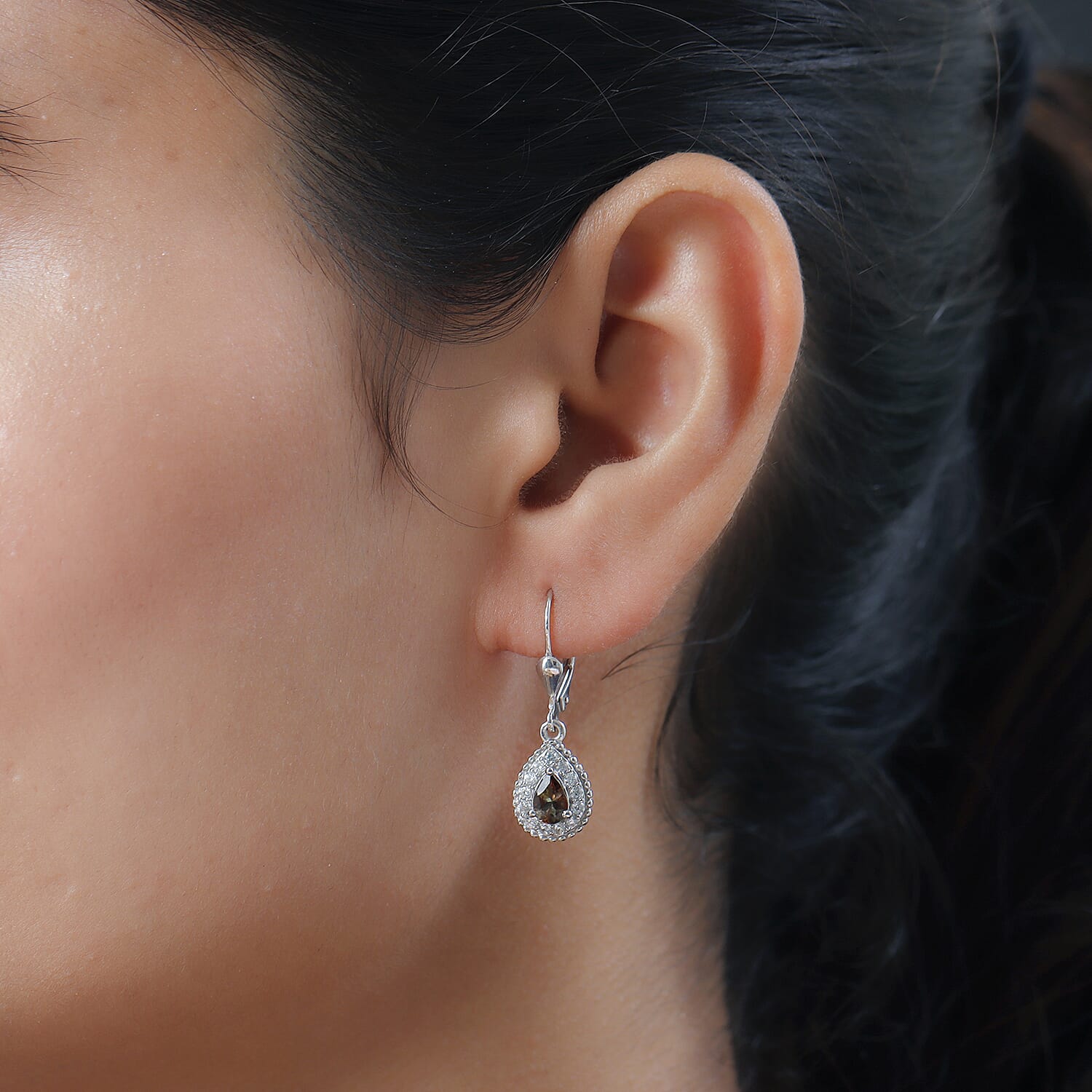 Jenipapo Andalusite and Natural White Zircon Lever Back Earrings in Platinum Over Sterling Silver 1.40 ctw