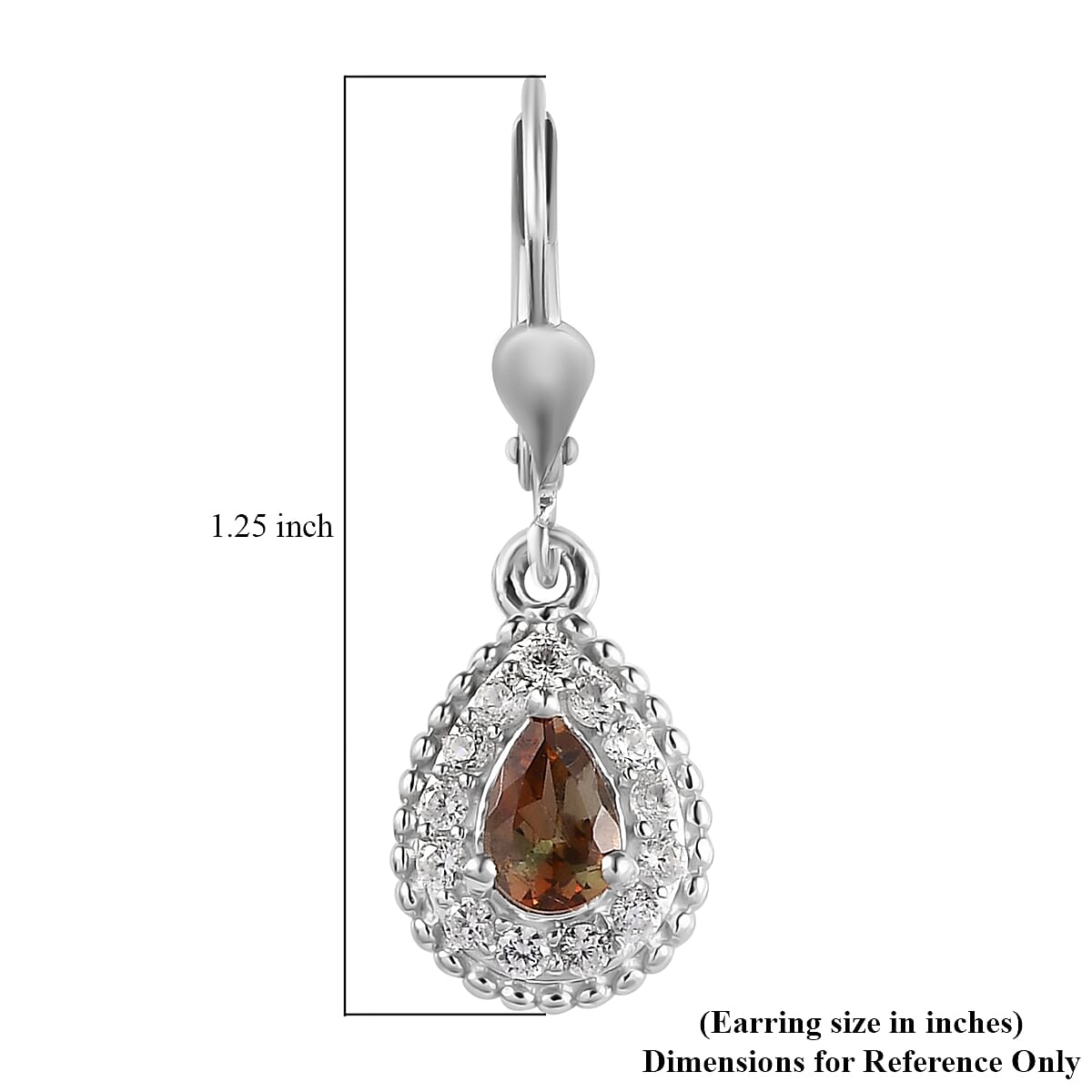 Jenipapo Andalusite and Natural White Zircon Lever Back Earrings in Platinum Over Sterling Silver 1.40 ctw