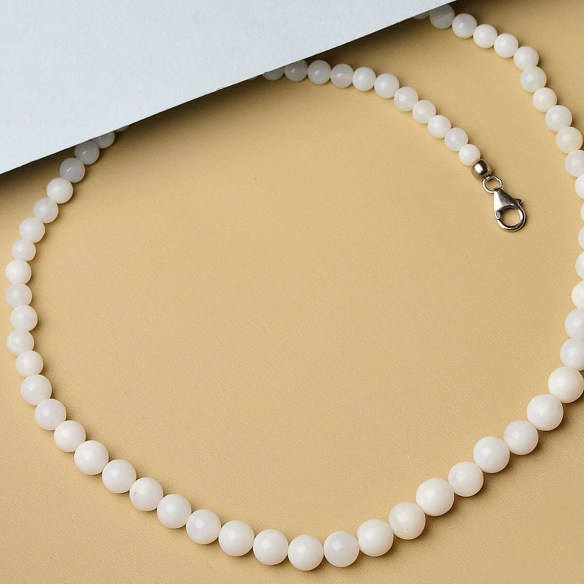 Australian Opal Beaded Necklace 20 Inches in Rhodium Over Sterling Silver 92.00 ctw image number 1