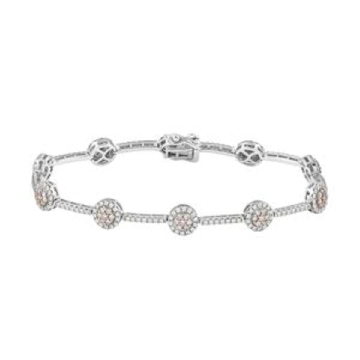 14K White Gold Natural Pink and White Diamond I1 Bracelet (7.00 In) 10 Grams 2.00 ctw image number 0