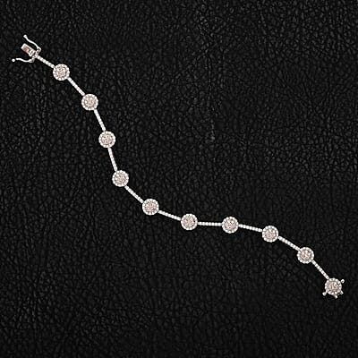 14K White Gold Natural Pink and White Diamond I1 Bracelet (7.00 In) 10 Grams 2.00 ctw