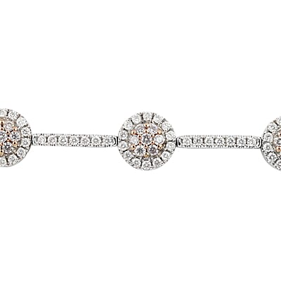 14K White Gold Natural Pink and White Diamond I1 Bracelet (7.00 In) 10 Grams 2.00 ctw