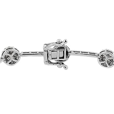 14K White Gold Natural Pink and White Diamond I1 Bracelet (7.00 In) 10 Grams 2.00 ctw