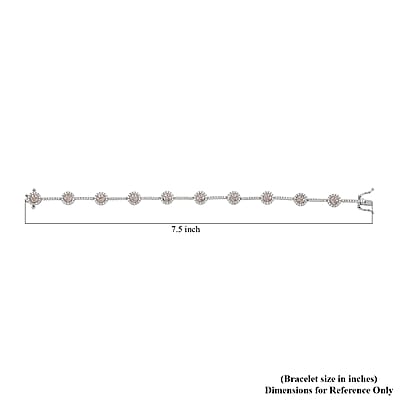 14K White Gold Natural Pink and White Diamond I1 Bracelet (7.00 In) 10 Grams 2.00 ctw