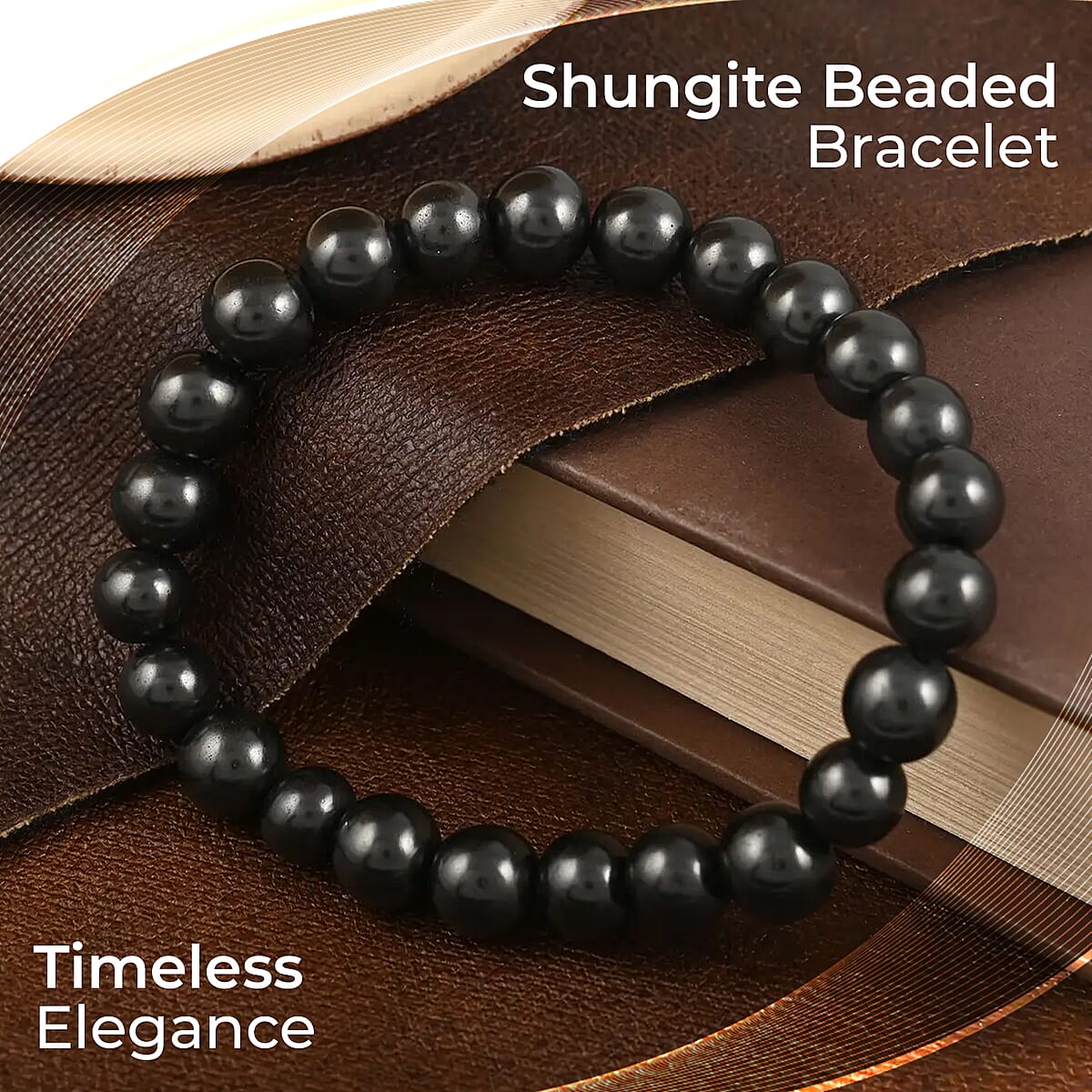 Shungite Beaded Stretch Bracelet 87.50 ctw image number 1
