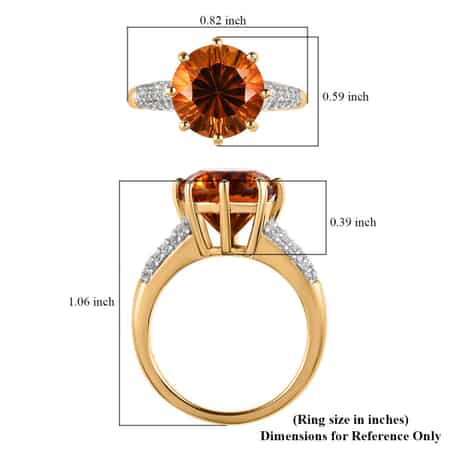 Brazilian Cherry Citrine, Diamond Ring in Vermeil YG Over Sterling Silver, Promise Rings for Women 1.85 CTW (Size 10) , Shop LC