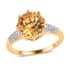 Concave Cut Brazilian Cherry Citrine and Natural White Zircon Ring in Vermeil Yellow Gold Over Sterling Silver (Size 9.0) 3.60 ctw image number 0