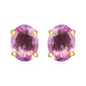 Luxoro 10K Yellow Gold AAA Madagascar Pink Sapphire Solitaire Stud Earrings 2.25 ctw