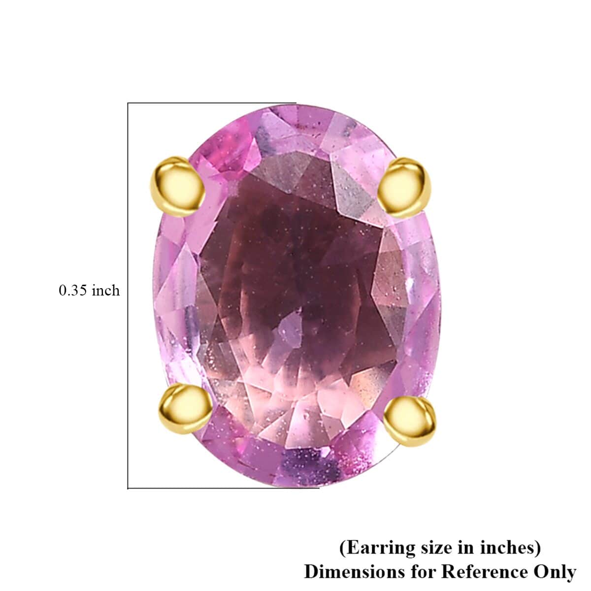 Luxoro 10K Yellow Gold AAA Madagascar Pink Sapphire Solitaire Stud Earrings 2.25 ctw image number 4