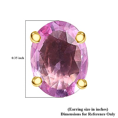 Luxoro 10K Yellow Gold AAA Madagascar Pink Sapphire Solitaire Stud Earrings 2.25 ctw