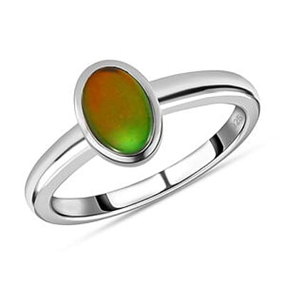 Ammolite 0.49 ctw Fancy Ring in Platinum Over Sterling Silver (Size 11.5)
