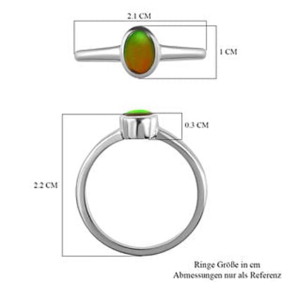 Ammolite 0.49 ctw Fancy Ring in Platinum Over Sterling Silver (Size 11.5)