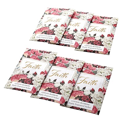 Set of 6 Floral Cotton Blossom Fragrance Air Freshener Sachets - Pink