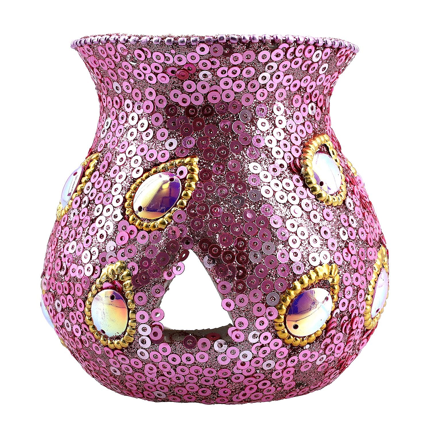 Frosted Pink Peacock Print Ceramic Wax Tart Burner Set
