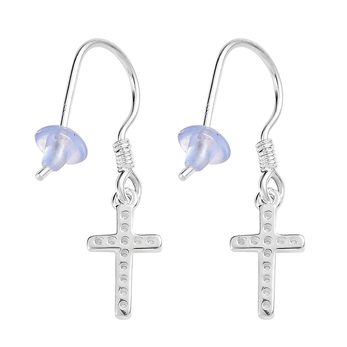 Simulated Diamond Cross Dangle Earrings in Sterling Silver 0.30 ctw image number 3