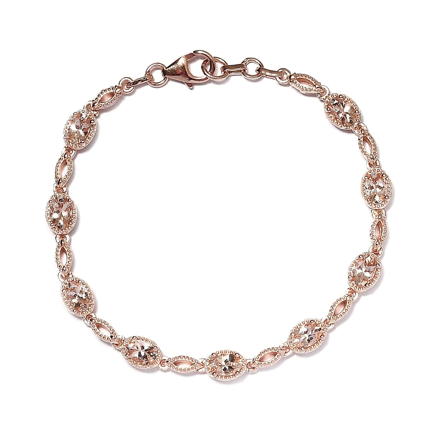 Marropino Morganite Bracelet in Vermeil Rose Gold Over Sterling Silver (7.25 In) 8.10 Grams 3.65 ctw