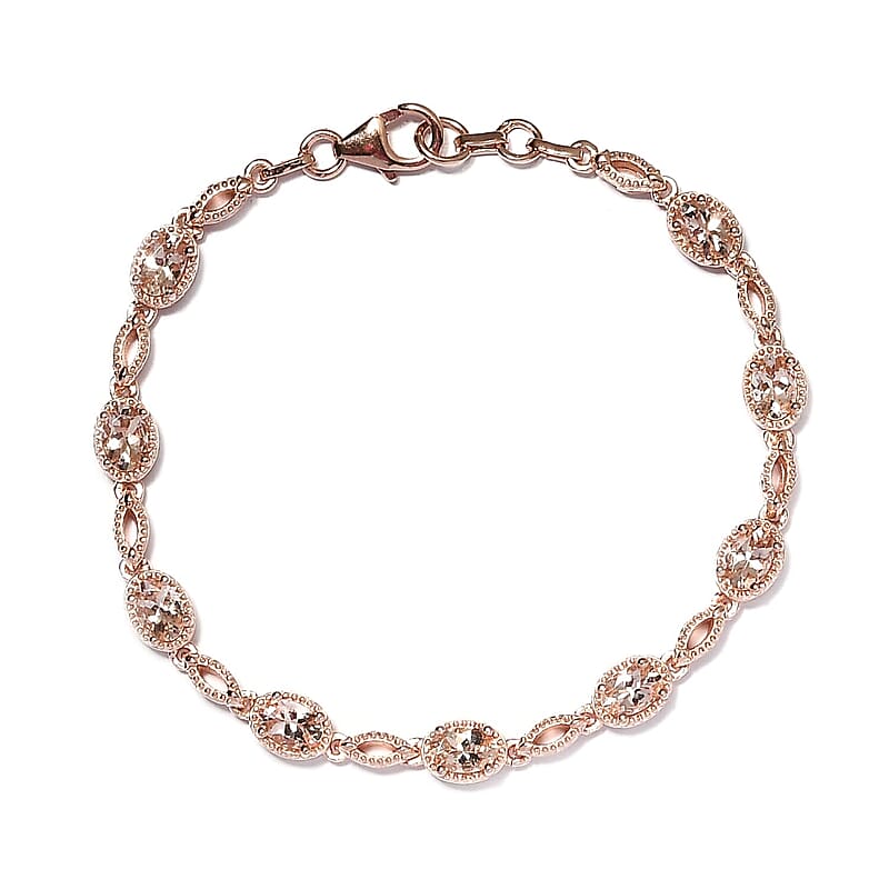 Marropino Morganite Bracelet in Vermeil Rose Gold Over Sterling Silver (7.25 In) 8.10 Grams 3.65 ctw
