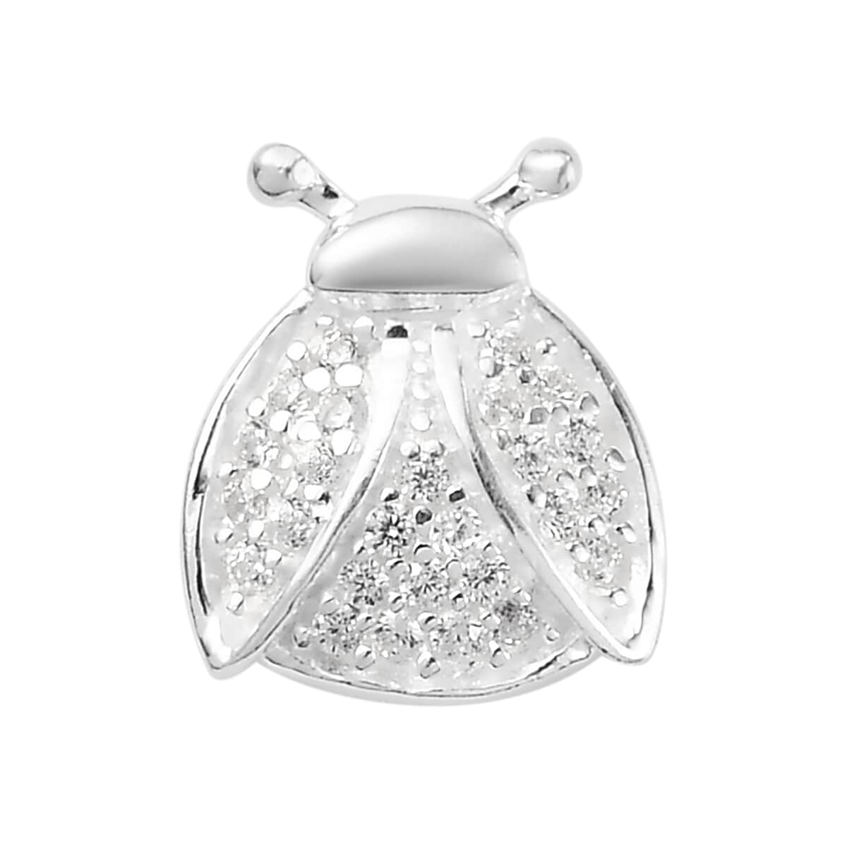 Simulated Diamond Ladybug Pendant in Sterling Silver 0.25 ctw image number 0