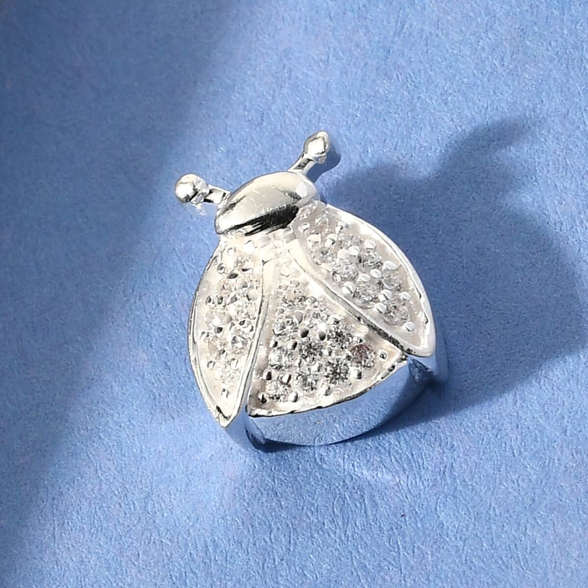 Simulated Diamond Ladybug Pendant in Sterling Silver 0.25 ctw image number 1