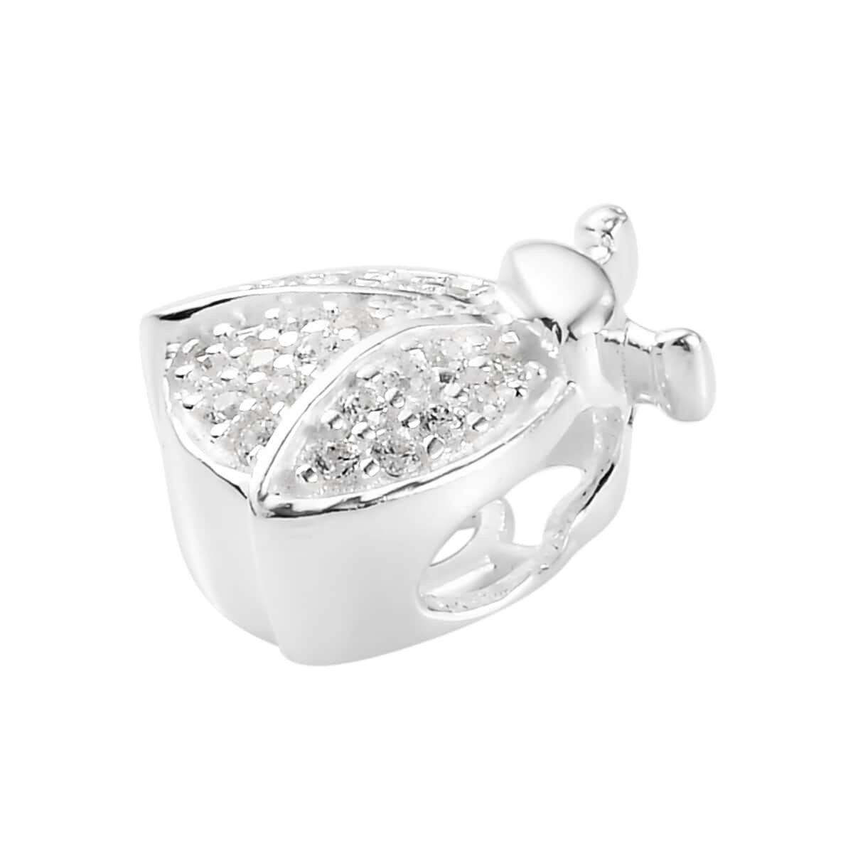 Simulated Diamond Ladybug Pendant in Sterling Silver 0.25 ctw image number 2