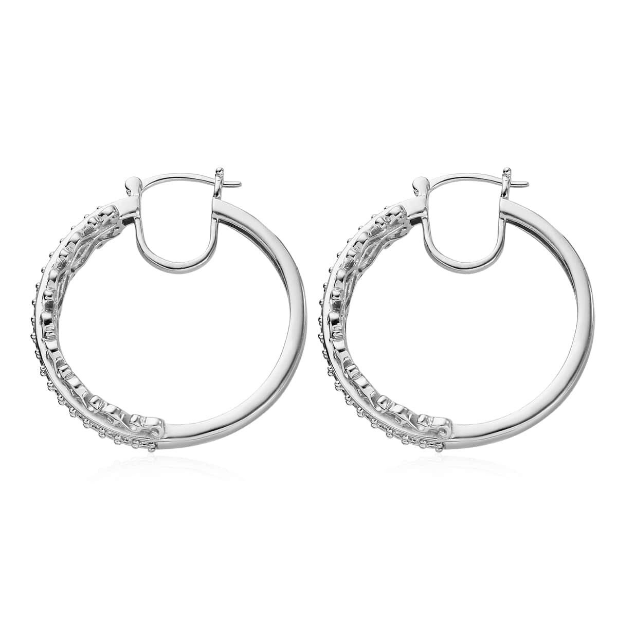 Karis Simulated Diamond Inside Out Hoop Earrings in Platinum Bond 2.40 ctw image number 3