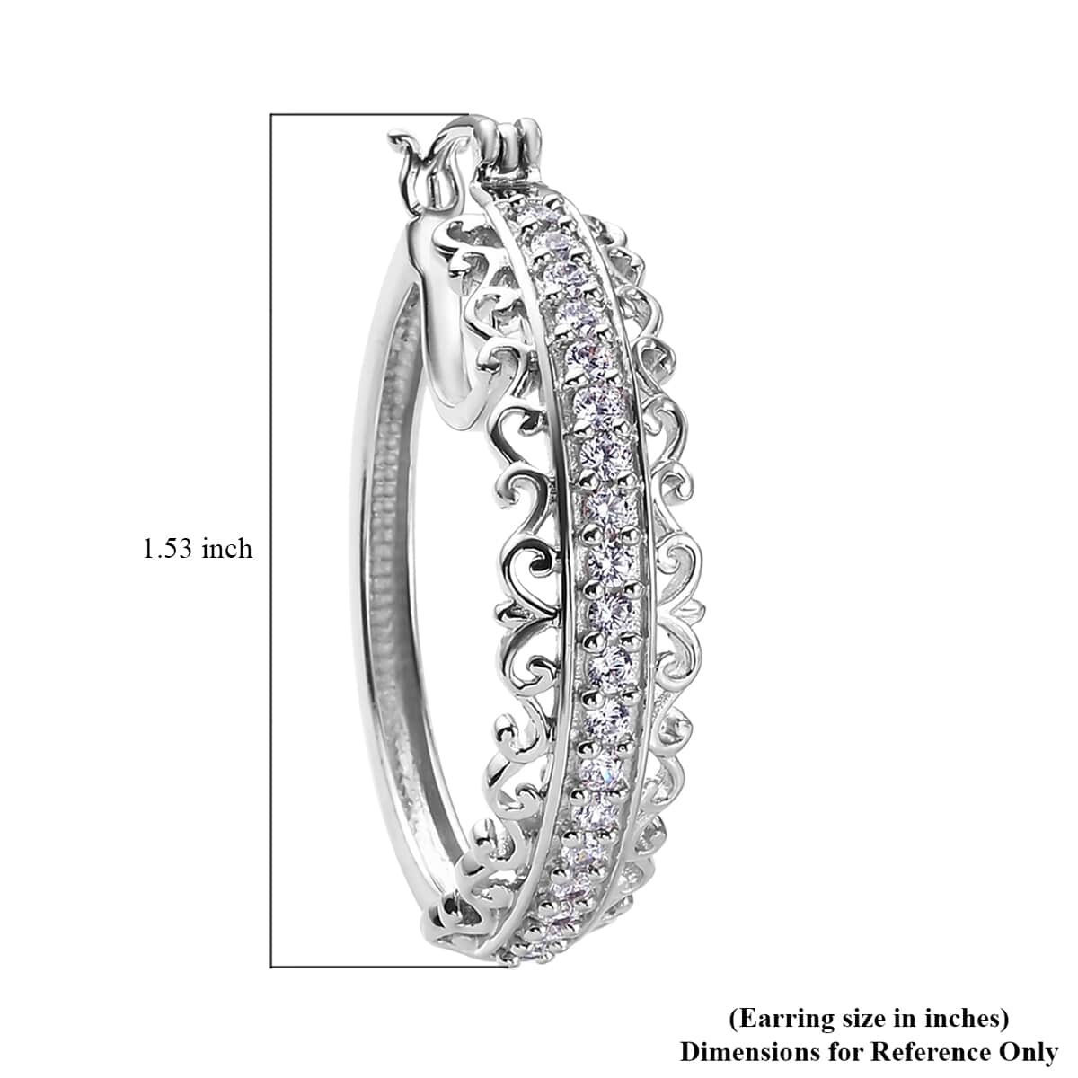 Karis Simulated Diamond Inside Out Hoop Earrings in Platinum Bond 2.40 ctw image number 4