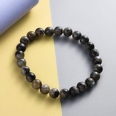 Larvikite Beaded Stretch Bracelet 174.00 ctw