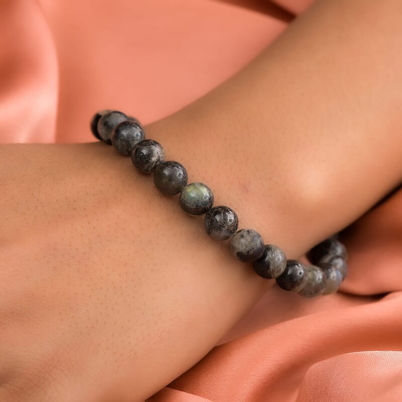 Larvikite Beaded Stretch Bracelet 174.00 ctw