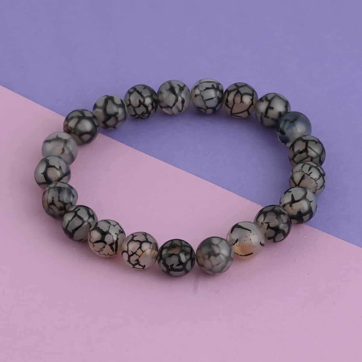 Dragon Flame Agate Beaded Stretch Bracelet 152.00 ctw 4.1 out of 5 Customer Rating image number 1