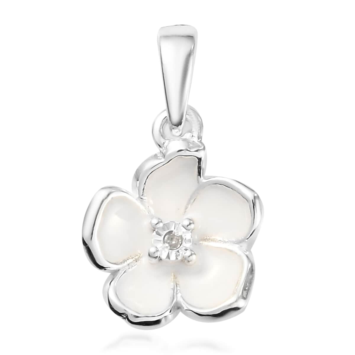 Diamond Accent Floral Pendant in Sterling Silver image number 0