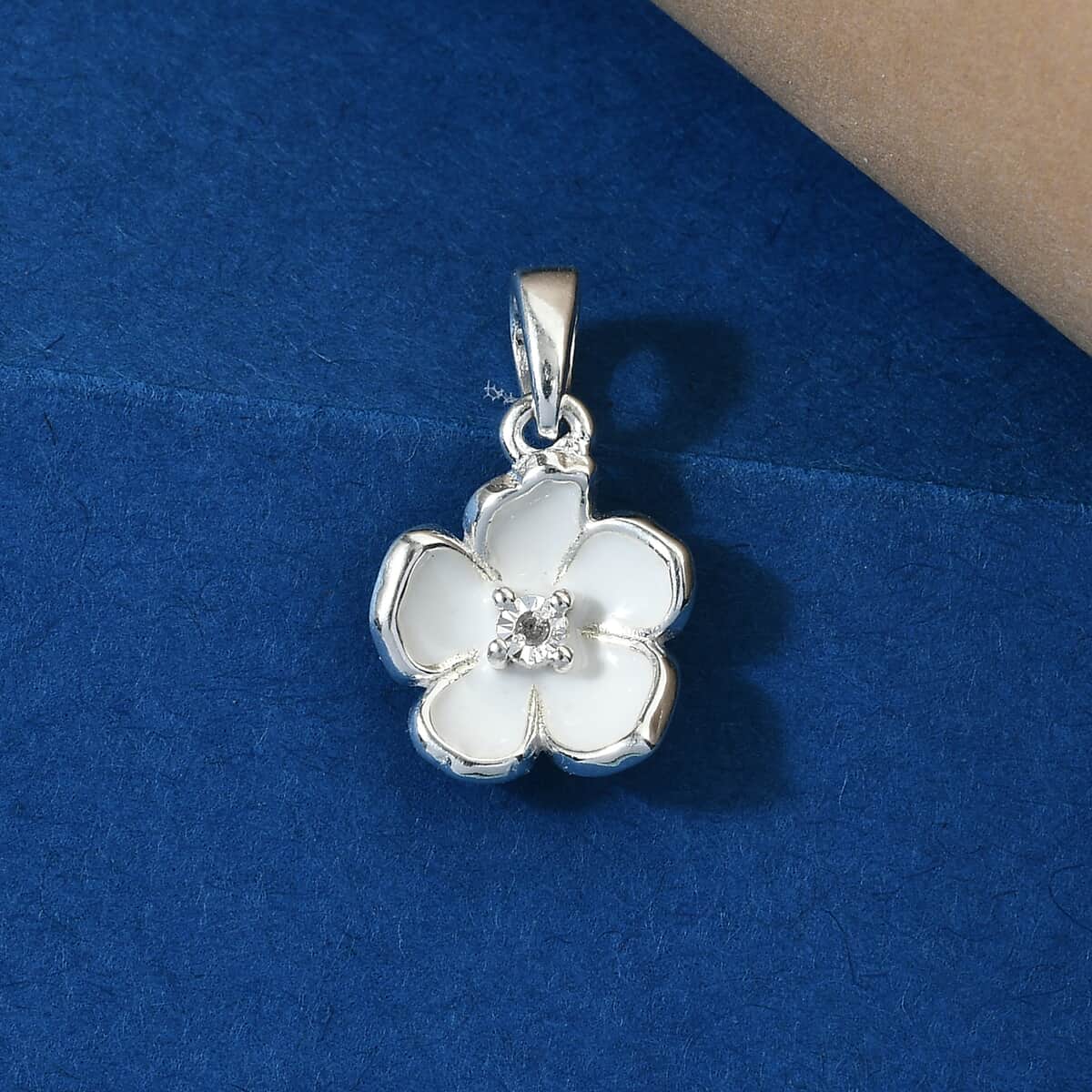 Diamond Accent Floral Pendant in Sterling Silver image number 1