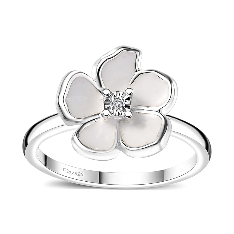 Diamond Accent Floral Ring in Sterling Silver (Size 5.0)