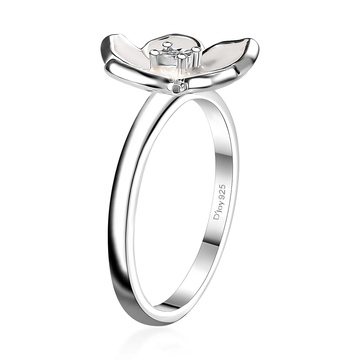 Diamond Accent Floral Ring in Sterling Silver (Size 5.0)