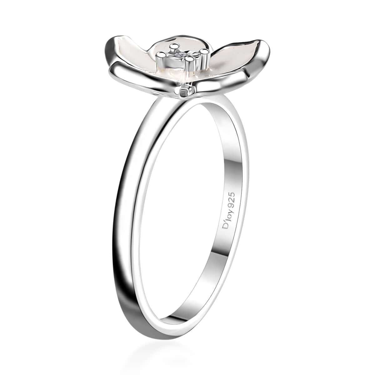 Diamond Accent Floral Ring in Sterling Silver image number 3