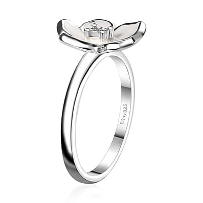 Diamond Accent Floral Ring in Sterling Silver (Size 5.0)