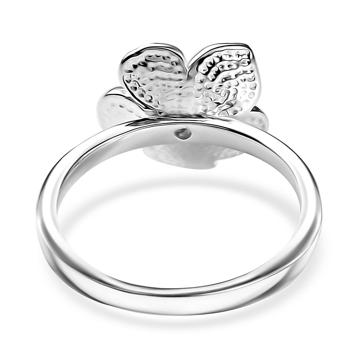 Diamond Accent Floral Ring in Sterling Silver (Size 5.0)