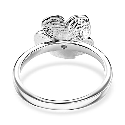 Diamond Accent Floral Ring in Sterling Silver (Size 5.0)