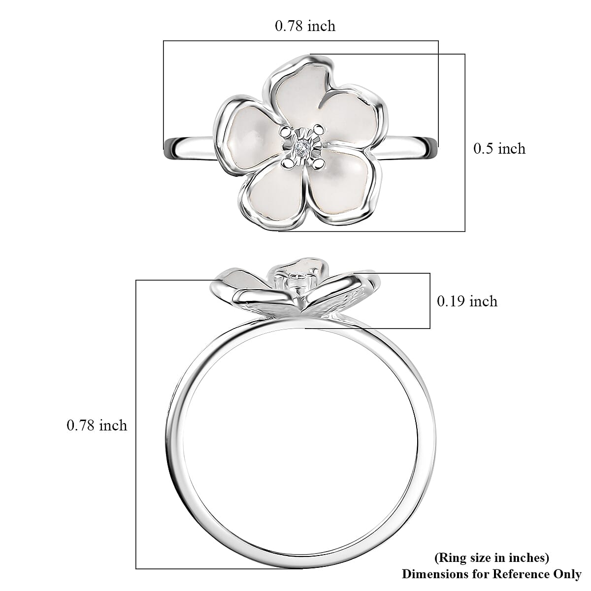 Diamond Accent Floral Ring in Sterling Silver (Size 5.0)