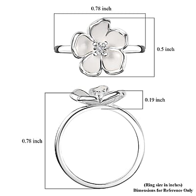 Diamond Accent Floral Ring in Sterling Silver (Size 5.0)